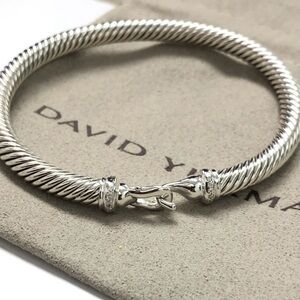 David Yurman 5 mm buckle classic cable bracelet Sterling Silver with Diamonds